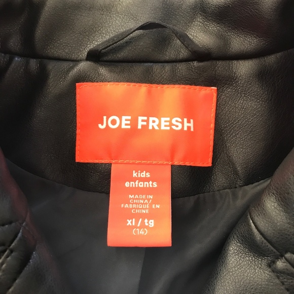 JOE FRESH KIDS BLACK "LEATHER" JACKET SIZE 14 - Picture 4 of 5